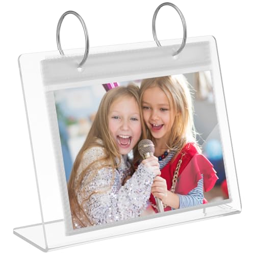 LIFKICH Album photo de table en acrylique - Cadre photo rotatif pour photos - Support photo stable pour salon et chambre à coucher - Peu encombrant - Durable et...