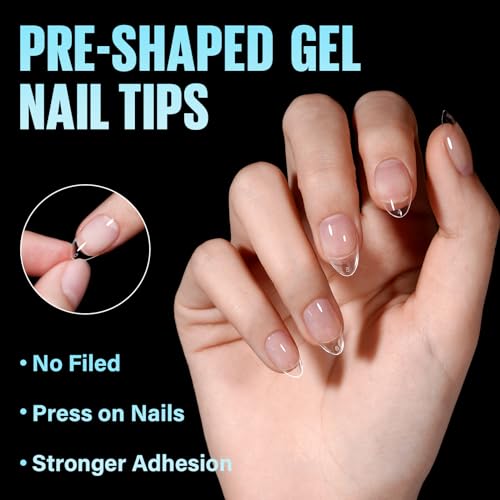 TOMICCA Short Almond Gel Nails - 504pcs Pre-Buffed No File Nail Tips, Semi-Matte Full Cover for Extensions - Image 3
