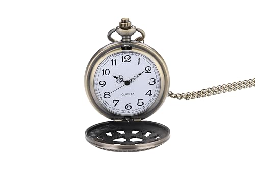 i-mart retro antique bronze pocket watch with 3134 lobster clasp necklace chain classic quartz clock necklace vintage steampunk pocket watch with chain for men and women