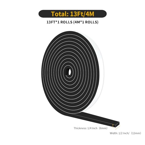 Image of Weather Stripping,High Density CR,Reduce Noise,1 /2 in x 1 /4 in x 13Ft