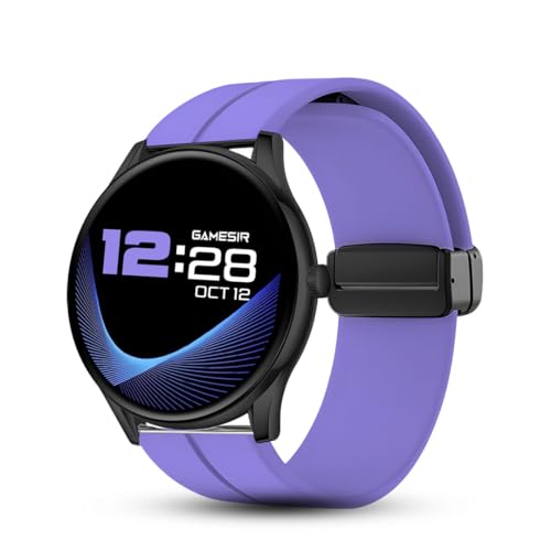 Image of GameSir Glavito Round Dial Smartwatch with 1.49 inch AMOLED Display, 100+ Sports Modes, IP67, Bluetooth Calling, Functional Crown Control, Health Tracking, 100+ Watch Faces, Men & Women (Magnetic Purple)