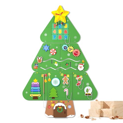BlueWood Wooden Wall Busy Board Panels, Toddler Learning Activity Center, Montessori Philosophy Sensory, Educational Toys, Conducive to All-Round Development - Tree