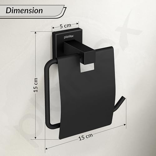 Image of Plantex Stainless Steel Toilet Paper Holder /Roll Holder for Bathroom /Tissue Paper Holder /Bathroom Accessories - Pack of 1, Aqua (Black)