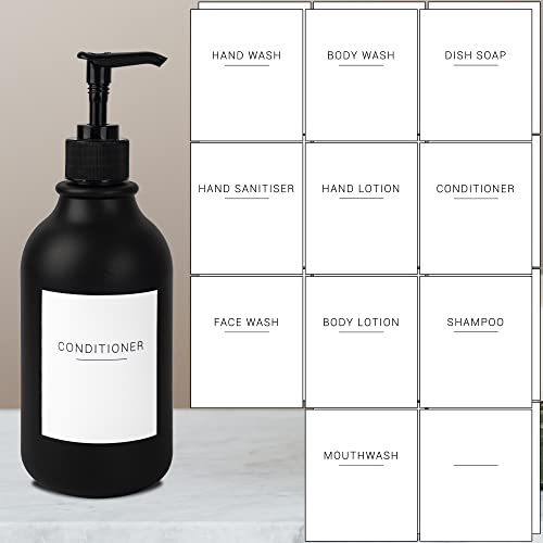 Ezebesta Pack of 3 Black 500ml Soap Lotion Pump Dispensers with 22 Labels and 3 Wall-Mounted Rack Bathroom Organization - Cosy Home Interiors Ezebesta Pack of 3 Black 500ml Soap Lotion Pump Dispensers with 22 Labels and 3 Wall-Mounted Rack Bathroom Organization - Image 7