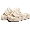 Coutgo Womens Platform Sandals Raffia Espadrilles Slip on Open Toe Cute Boho Summer Beach Slide Sandals