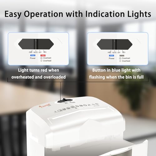 Image of Bonsaii Micro Cut Shredder, Portable with a Convenient Handle, shredding up to 12 Sheets, P-4 Security Level, 60 Min Continuous, CD /Credit Card, Jam-Proof, 4.2 Gal Bin, White /Gray