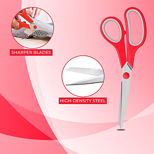 Zekpro 3 Pack Scissors 8" Craft Scissors All Purpose, Heavy Duty Sharp Blade Shears Sewing Scissor For Office, Fabric And School Supplies Left - Right Handed #TOP1