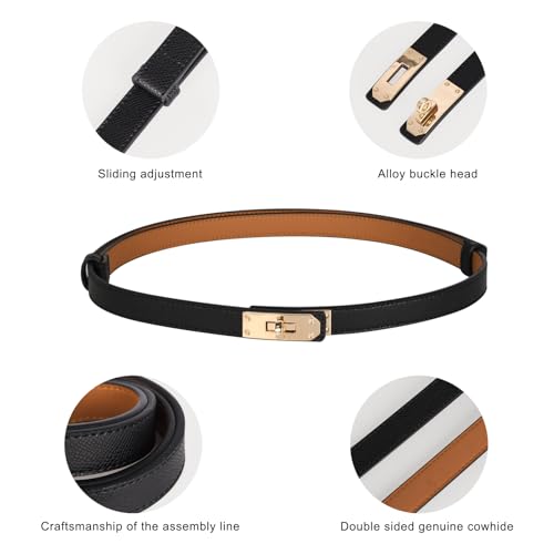 Image of Aurolran Women's Leather Belt with Buckle - Ideal for Dresses, Jeans, and Coats