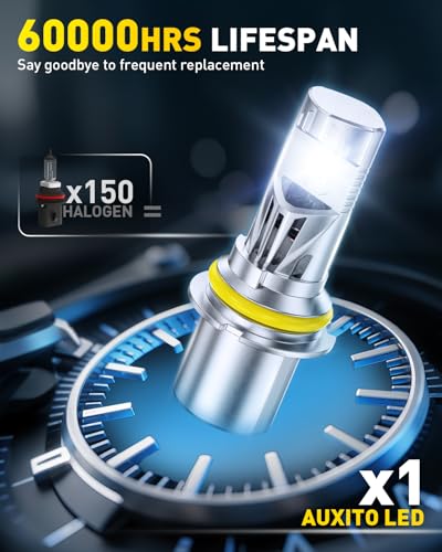 Image of AUXITO 9007 HB5 Head1ight Bulbs, 50,000LM 1000% Ultra-Bright, 20 Years Lifespan, 6500K Cool White, 3 Min Quick Install, No Flicker, 99% Compatibility, Pack of 2