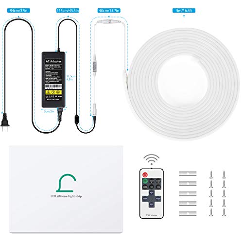 Led Neon Rope Light Dimmable Led Strip 12V 6000K White Led Strip Lights, Lamomo 16.4 Ft/5m IP68 Waterproof Silicone Rope Light for Indoor/Outdoors Home Decoration/DIY  - Thumbnail 3