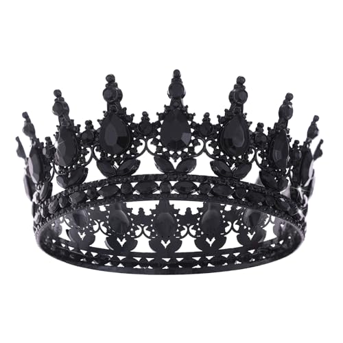 Feltent Black Queen Crown for Women Crystal Tiara for Women Rhinestone Wedding Headband for Bride Hair Accessories for Costume Birthday Party Prom Gifts