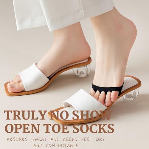 Image of Flammi 6 Pairs Ball of Foot Cushion Socks,Women's Toe Cover with Padding Toe Topper Liner Socks Non-Skid Bottom