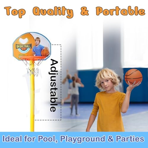 Image of Prime Adjustable Height Basketball Set for Kids with Stand Portable Basket Ball Set with Board Ring Net Ball for Kids Playing and Gifting Use (M-13)