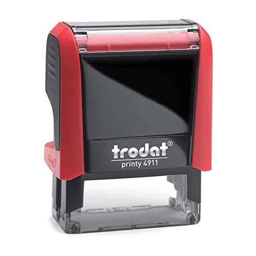 Trodat Printy Line 4911 (Rouge, Medium 37x13 mm) Tampon encreur professionnel personnalisé, auto-encreur, tampon d'entreprise, tampon d'adresse