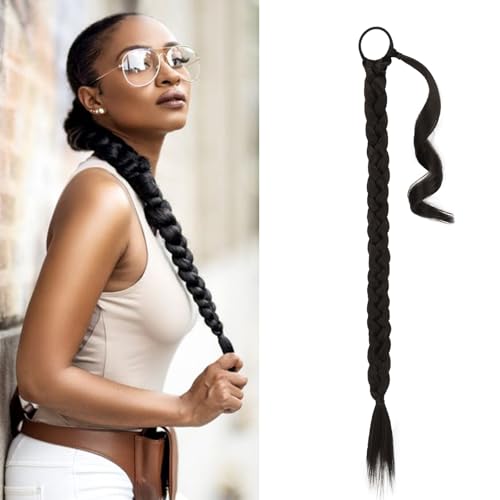 BARSDAR 30 Inch Long Braided Ponytail Extension - Wrap Around