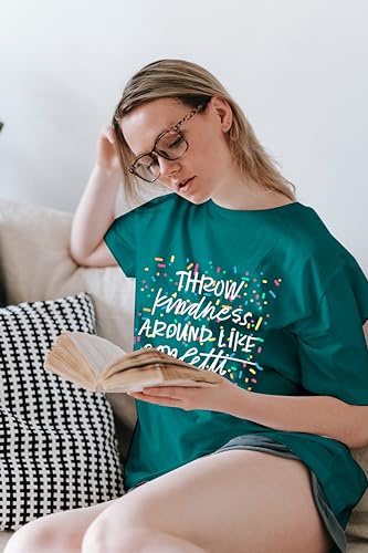 UNIQUEONE Kindness Teacher Shirt Women: Throw Kindness Around Like Confetti Tshirt - Be Kind Inspirational Tee Tops3