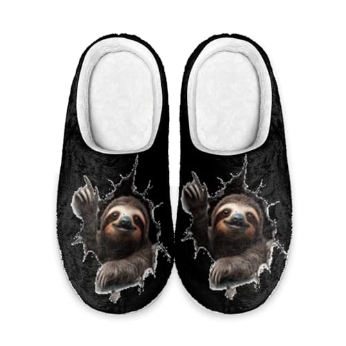 Slippers for Women Men, Soft Scuff Slipper Cozy Warm Fuzzy Slippers, Plush House Slippers Anti-Skid Slip on Shoe2