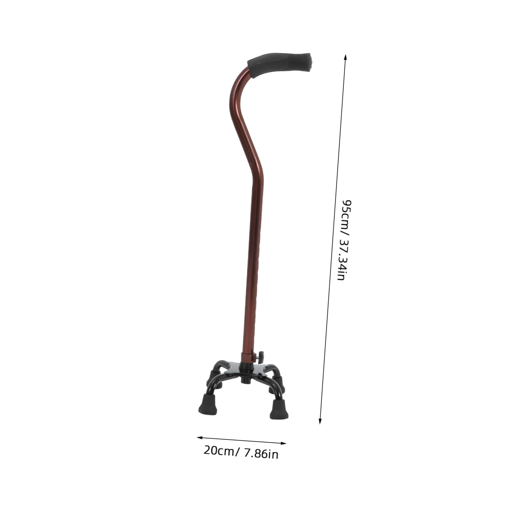 Bastone da Passeggio a 4 Gambe in Lega di Alluminio Nero | Supporto a Punto D’appoggio Quadripode, Finitura Verniciata a Spruzzo, Accessori Inclusi Casuali
