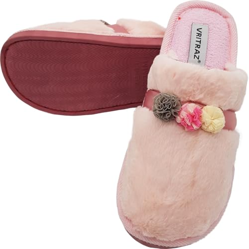 Image of VRITRAZ Women's Comfort Slip On Closed Toe Warm Winter with Cute Design print House Clog Indoor Slipper