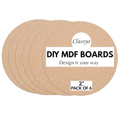 Image of Classyo Round MDF Board Cutouts, MDF Cutouts for Craft, DIY Art Boards for Lippan Art, Mandala Art, Painting, Resin Art and Crafts (2 Inch, Set of 6)