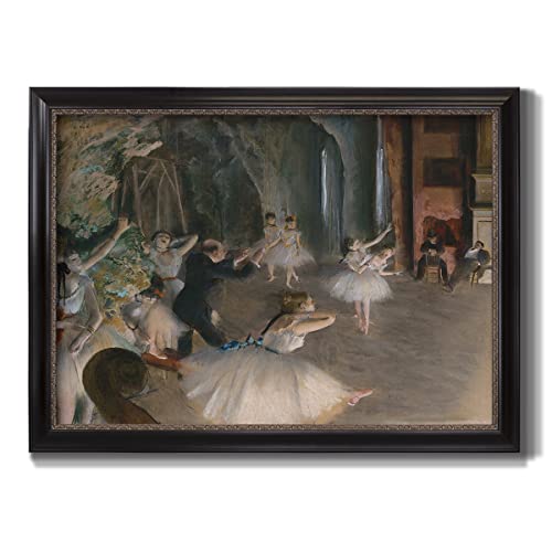 Renditions Gallery Wall Art Decoration The Rehearsal Onstage Abstract Art Prints by Edgar Degas for Bedroom Dining Living Room Office Home Kitchen Wall Decor - 29X41 - Ebony & Gold Framed - LT499