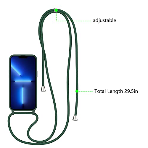 ZTOFERA-Crossbody-Case-for-New-Phone-1-67-inch-with-Lanyard-Strap-Adjustable-Rope-Liquid-Silicone-Soft-Cover-Dark-Green