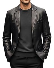 Black - 2 Button Leather Blazer