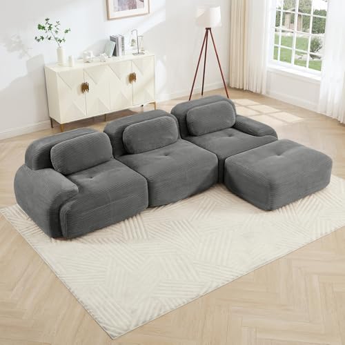 Image of Corduroy Modular Sectional Sofa, Oversized Cloud Couches for Living Room