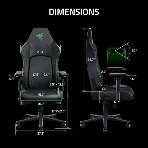 Iskur V2 NewGen - Sedia ergonomica da gaming con comfort traspirante Pelle EPU di 2a gen con tecnologia CoolTouch - supporto lombare HyperFlex - delle spalle e base del sedile ampie | Verde - Sedia gaming - Immagine 1