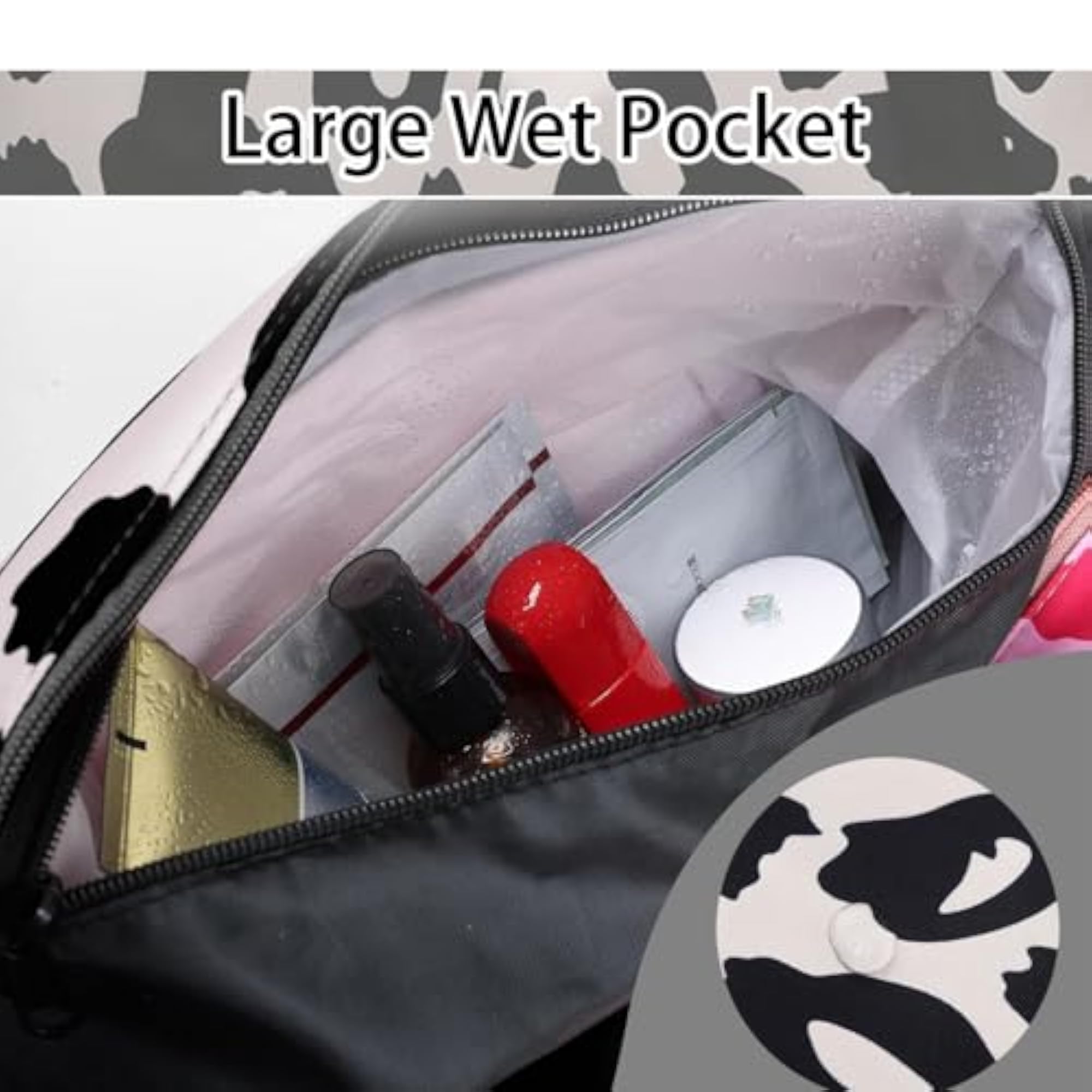 Large Capacity Cow Print Duffle Bag for Women