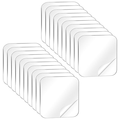20 unidades de almohadillas adhesivas cuadradas transparentes de doble cara, nano almohadillas adhesivas transparentes, reutilizables, cinta adhesiva de doble cara sin dejar rastro, cinta adhesiva de
