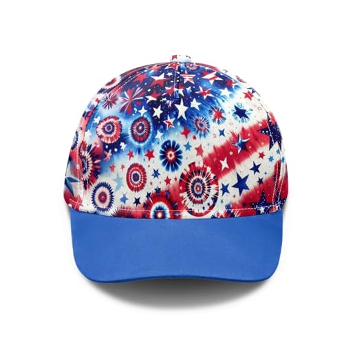 Cndexd Kids Fashion USA Flag Tie-Dye Baseball Cap Lightweight Adjustable Sun Hat Print Outdoor Camping Hiking Hat for Youth