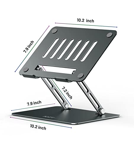 Jczt Foldable Laptop Stand For Desk, Adjustable Height Ergonomic Computer Stand, Aluminum Portable Laptop Stands Holder Riser For Macbook Air Pro, All 10-16" Notebooks Laptops, Space Gray #TOP6