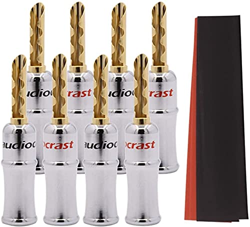 Tertullus 8 Pcs BFA Banana Plugs Banana Connectors for Speakwe Wire 24k Gold Plated Screw Locking Plug for HiFi DIY Speaker Wire,Insulated Connector,