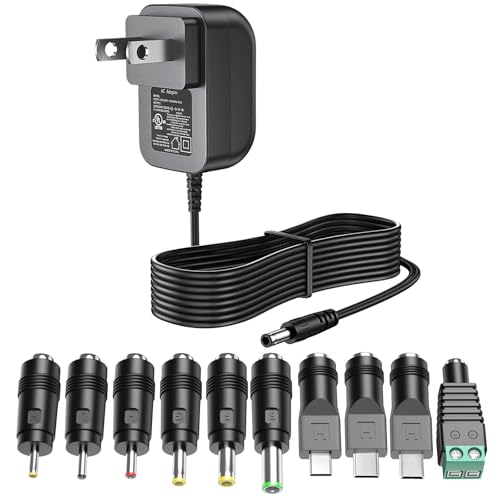 DONYOIE 5V 1A Power Supply 5 Volt Charger 1000mA 5W Max Regulated Switching AC to DC Cord Adapter with 10 Replacement Connector 100V - 240V Input Adaptor US Wall Plug Certified by UL