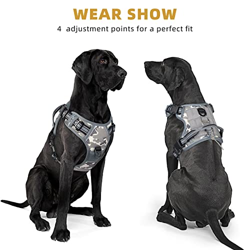 Taktisches Hundegeschirr, No-Pull Sicherheitsgeschirr für mittlere und große Hunde, Militärisches Material Hundegeschirr Metall Taktisches Geschirr