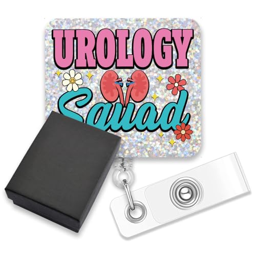 AGMDESIGN Urology Squad Nurse Badge Reel, Funny Kidney Badge Reel Holder Retractable with ID Clip, Glitter Badge Reel Gifts for Nephrologist Doctor Nurse Urology Urologist Dialysis Tech Nephrology