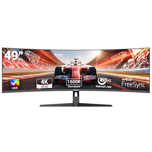 Sealan 49" Curved Gaming Monitor 165Hz Ultrawide 32:9 WDFHD 3840 x 1080P,1500R,125% sRGB,HDR400, AMD FreeSync,HDMI 2.1 & DP 1.4,Wall Mount Install - Black