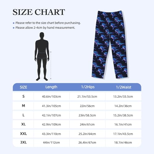 Mens Pajama Pants - Fantasy Colorful Axolotl Print Soft Sleep Lounge Pants For Men, Casual Pj Bottoms With Pockets3