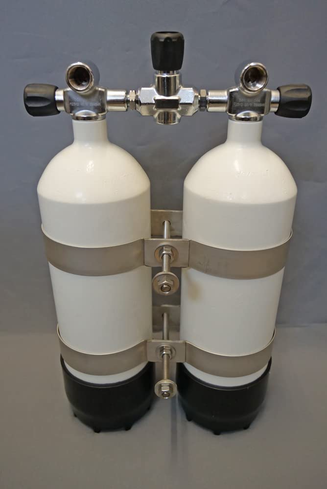 Confezione doppia da 5 litri, 200 bar, aria compressa con ponte bloccabile, 186 mm