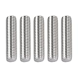 DTGN M10x1.5x40mm(DxPxL) Fully Threaded Rod - 5Pack - Good for Machinery - 304 Stainless Steel Right Hand Thread Rods Bar Studs - Silver