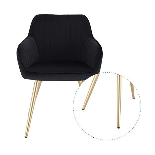 Lestarain Upholstered Dining Chairs, 1 Piece Armchair Kitchen Chair Velvet Seat Gold Metal Legs Reception Chairs with Backrest Soft Cushion - Image 6