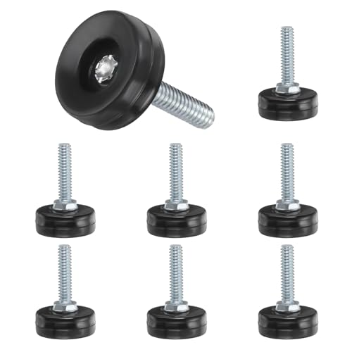 uxcell 1/4"-20 Thread Furniture Feet Levelers, 8Pcs 25mm l Adjustable Furniture Feet Screw in Threaded Leveling Leg Screw on Chair Foot Glides Leveling for Table Chair Black