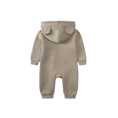 Alunsito Kleinkind Baby Mädchen Junge Herbst Kleidung Langarm solide Farbe Hoodie Sweatshirt Fleece Strampler Pullover Winter Outfit 59 Khaki 0-3 Monate