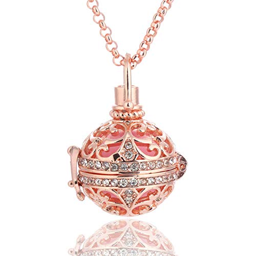 Retro Lady Floral Carved Cz Chime Bell Harmony Ball Locket Angel Caller Necklace For Women Girls Teens #TOP2
