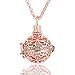 Shulemin Necklaces for Women Pendant Fashion Jewelry Valentine Gift Retro Lady Floral Carved CZ Chime Bell Harmony Ball Locket Angel Caller Necklace Beaded Necklace Set Gift for Her -Golden