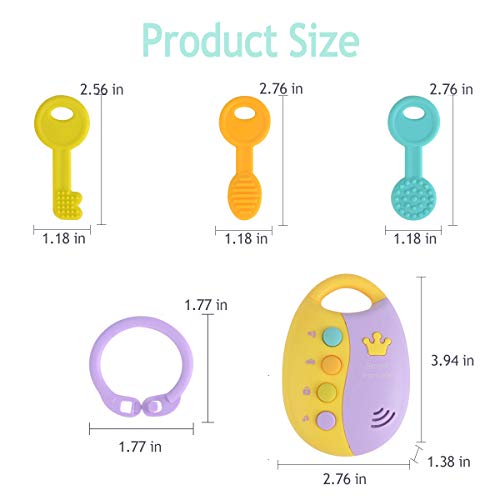 مفتاح سيارة ذكي موسيقي عن بعد للاطفال مع اضاءة واصوات لعبة تسنين تعليمية مبكرة مناسبة من عمر 12 شهرا وما فوق الألومنيوم أصفر