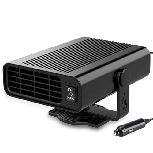 Chauffage de Voiture 12V – Chauffage/Rafraîchissement 2-en-1, Radiateur 200W, Chauffage Rapide 5s, 360° Rotatif, Pare-brise Descongelador de parabrisas, Calentador portátil para coche, Car heaters