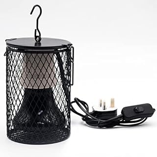 Reptile Heat Lamp with Guard, 100W Ceramic Heat Lamps Heat Lamp Lampshade Holder Heater Infrared Reptile Heat Bulb with Anti Hot Bracket Cage for Bearded Dragon, Lizard, Tortoise, Snake, UK Plug