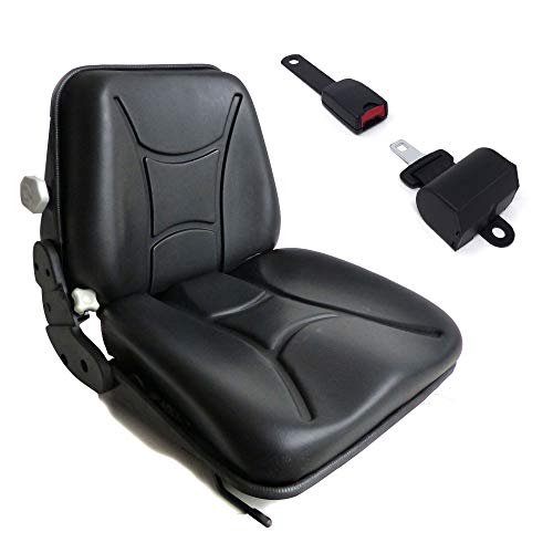 Asiento + cinturón con enrollador para carro elevador Muletto excavador tractor ingleado de PVC con respaldo ajustable Gopart TS29000GP
